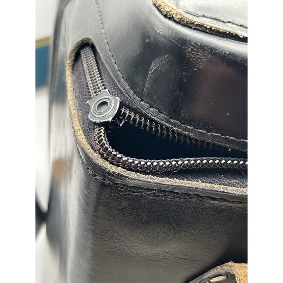 VTG Plainsman 2 Top Grain Cowhide Leather Black Hard Camera Tote BROKEN ZIPPER - Picture 4 of 9